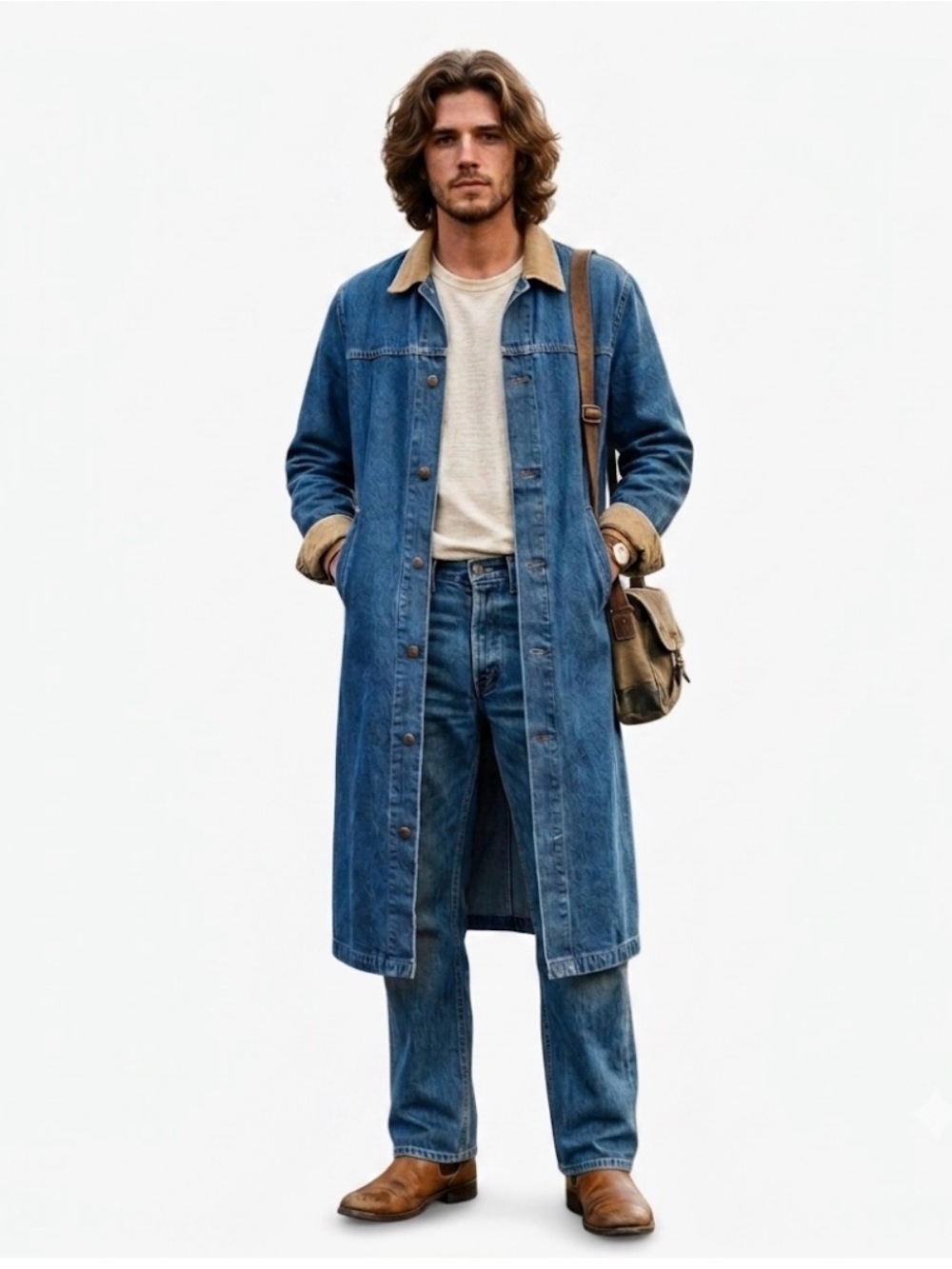 Vintage Levi Strauss Denim Trench Duster Barn Coat Tagged Size Large (Runs Big)
